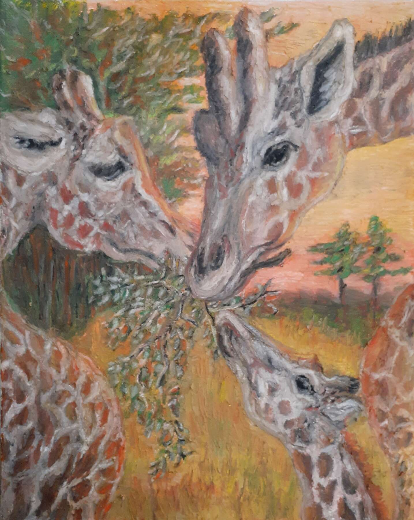 07 All in a Family (Oil Pastel on canvas, 14 x 11 inches) - Original sold during show!