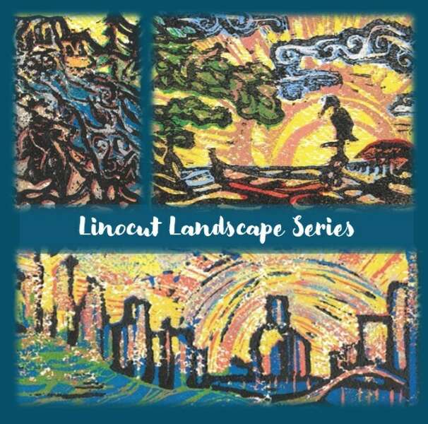 12 Linocut Landscape Series