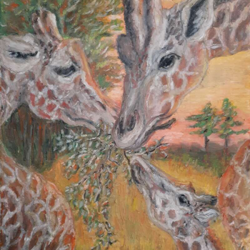 07 All in a Family (Oil Pastel on canvas, 14 x 11 inches) - Original sold during show!