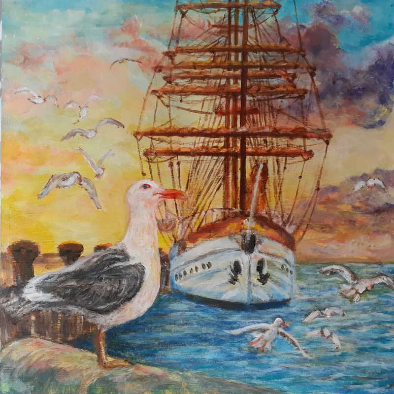 03 Captain Seagull (Acrylic on board, 9 x 9 inches)